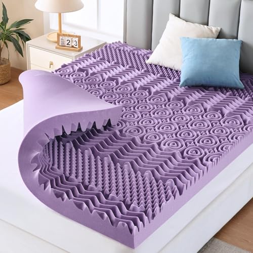 MUXHOMO 3-Inch 7-Zone Gel Egg Crate Memory Foam Topper